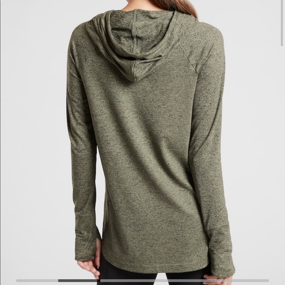 Athleta Uptempo Hoodie sweatshirt l/s space dye gray M thumbhole Quick dry - Picture 13 of 14